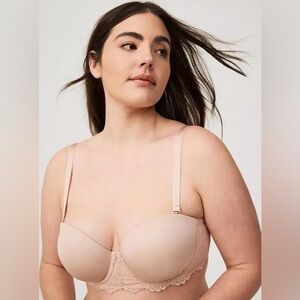 NWT Torrid Bombshell Everyday Strapless Bra Lightly Lined Size 42G in Rose Dust